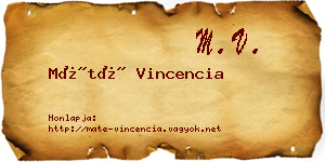 Máté Vincencia névjegykártya